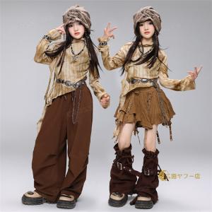 茶色 k-pop 衣装 キッズダンス衣装 セッ...の詳細画像5