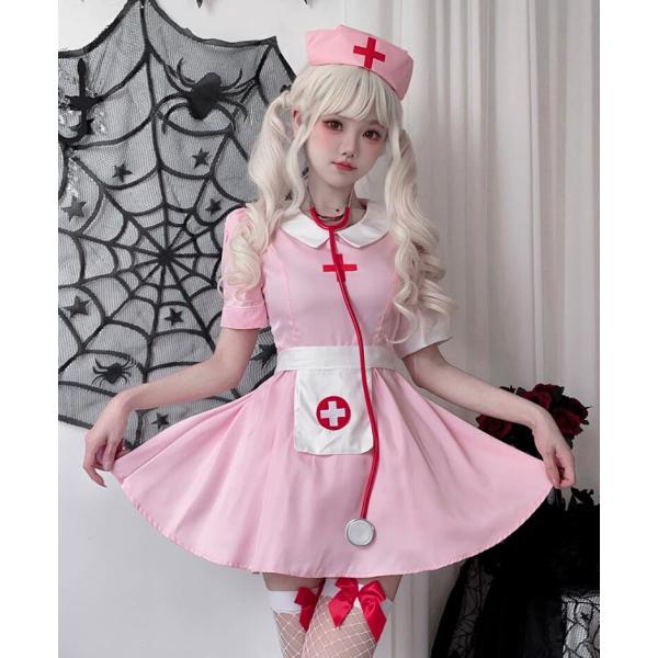 ナースコスプレ衣装 看護師 看護婦 女医 医者仮装 ドクター 制服 ミニワンピース ナースキャップ ...