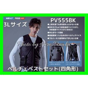 村上被服 夏冬兼用 4ペルチェメッシュベストセット PV555 黒 四角形 鳳皇 HOOH 黒色 ベ...