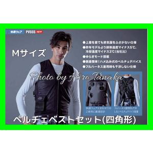 村上被服 夏冬兼用 4ペルチェメッシュベストセット PV555 黒 四角形 鳳皇 HOOH 黒色 ベ...