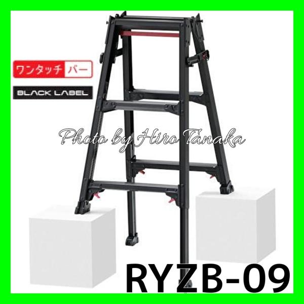 ハセガワ アルミ はしご兼用脚立 RYZB-09a BLACK LABEL 脚部伸縮タイプ 3尺 正...