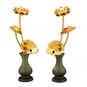 お仏壇用仏具（花立て）の定番品【常華（金蓮華）】サイズ：小 送料