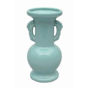 森信三郎商舗 【日本製 仏具】陶器製 青磁 花立て 4寸(青磁色