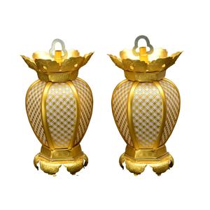 仏壇 灯籠 吊灯籠 仏具 仏壇用吊り灯篭 雲透 アルミ 特大 : 熊野