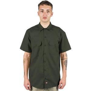 Dickies (ディッキーズ) 半袖 ワークシャツ 無地 (1574) Short Sleeve Work Shirt Olive Green｜his-hero-is-black