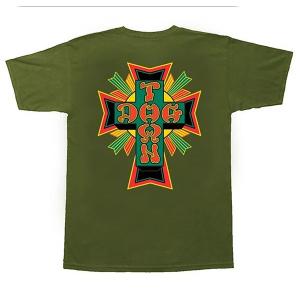 Dogtown(ドッグタウン)Tシャツ T-Shirt Cross Logo Olive×Rasta スケボー SKATE SK8 スケートボード HARD CORE PUNK ハードコア パンク HIPHOP ヒップホップ｜his-hero-is-black
