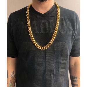 ADVANCE(アドバンス)ネックレス ゴールドチェーン アクセサリー 18K Necklace Gold Chain(G)80cm/15mm幅/喜平 スケボー SKATE SK8 HIPHOP ヒップホップ｜his-hero-is-black