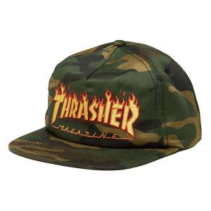 Thrasher (スラッシャー) US キャップ スナップバックハット 帽子 Flame Logo Snapback Camo 迷彩 スケボー SKATE SK8 スケートボード｜his-hero-is-black