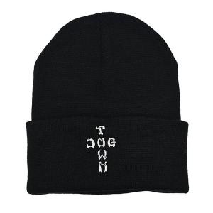 Dogtown Skateboards (ドッグタウン) ニットキャップ ビーニー Beanie Embroidered Cross Letters Black スケボー SKATE SK8｜his-hero-is-black