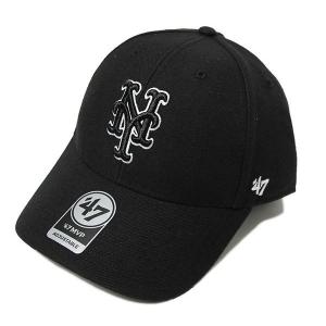 ’47 (フォーティセブン) FORTYSEVEN メッツ (ニューヨーク) キャップ 帽子 Mets ’47 MVP Black × Black&White Logo メジャーリーグ｜his-hero-is-black