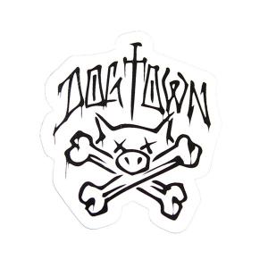 Dogtown Skateboards (ドッグタウン) ステッカー シール Pig and Crossbones Sticker White 1.5” スケボー SKATE SK8 スケートボード｜his-hero-is-black