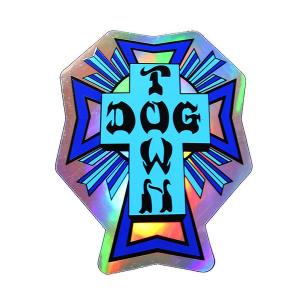 Dogtown Skateboards (ドッグタウン) US ステッカー シール DT 80s Cross Logo Hologaphic Sticker Blue 4” スケボー SKATE SK8｜his-hero-is-black