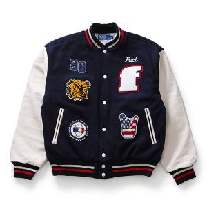 【美品】FUCT SSDDファクトファラオジャケットスタジャンブラック✖️オレンジ FUCT fuct (ファクト) US パーカー プルオーバー OG LOGO HOODED