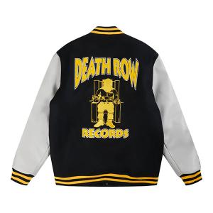 Crooks & Castles (クルックス アンド キャッスルズ) スタジャン スタジアムジャンパー Death Row Records Collegiate Varsity Jacket Black｜his-hero-is-black