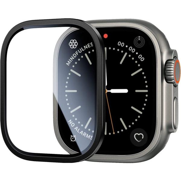 apple watch ultra ガラスフィルム タニウム保護バンパー+9H強化ガラス 気泡防止 ...