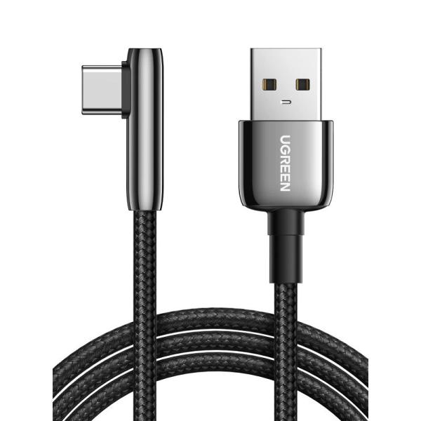 UGREEN L字 USB Cケーブル 3A 0.5m 亜鉛合金 ナイロン編み USB A to T...