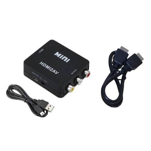 HDMI→RCA変換器 HDMIケーブル付き AVコンバーター HDMI→AV変換 USBケーブル付...
