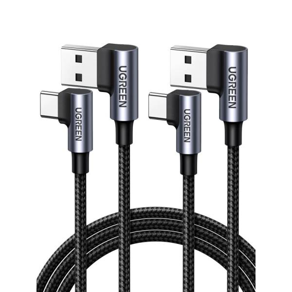 UGREEN USB Type C L字 ケーブルQC3.0/2.0対応 急速充電 データ転送 ナイ...