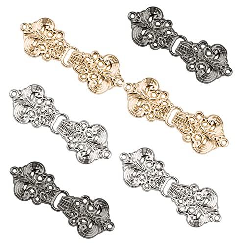 WANDICカーディガンクリップ, ヴィンテージフラワーパターンケープファスナー、縫い付けフックとア...