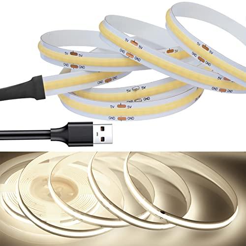 LEKE COB テープライトLEDストリップライトフレキシブル 高密度 LEDテープライト5m 3...