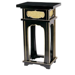 中央香台 1.5尺 朱塗天黒面金箔押 幅45×奥行30×高さ75cm【寺院 仏具 