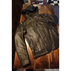 カドヤ (KADOYA)　【K'S LEATHER　RIDERS PARKA-PL 】パンチングレザージャケットパーカー ライダースパーカー　レザーパーカー　革ジャン　サイズ：3L｜history-bike