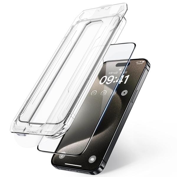 NIMASO 自動除塵 ガラスフィルム iPhone15Pro用 気泡ゼロ 失敗なし 超簡単貼り付け...