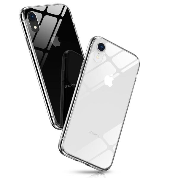 全透明 iPhone XR ケース iphone10rケース Aunote 背面ガラス ストラップホ...