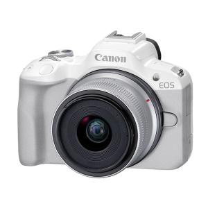 【送料無料】Canon キヤノン ミラーレス EOS R50 WH RF-S18-45 IS STM レンズキット ホワイト