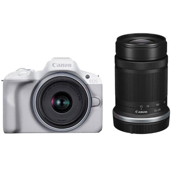 【送料無料】キヤノン てのひら本格ミラーレス EOS R50 ダブルズームキット ホワイト