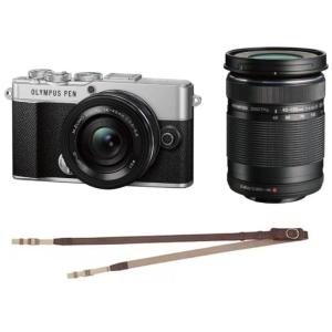 ストラップ付き♪【送料無料】オリンパス OLYMPUS PEN E-P7 EZダブルズームキット シルバー｜hit-market