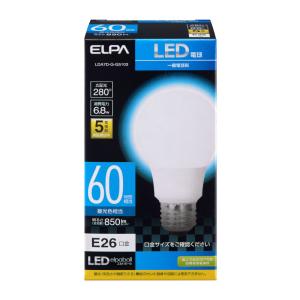ELPA エルパ LED電球 電球形 A形 広配光 口金E26 60W形 昼光色 LDA7D-G-G5103｜hit-market
