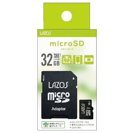 【ゆうパケットで送料無料】Lazos microSDHCメモリーカード 32GB UHS-I CLA...