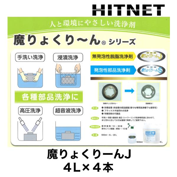 無発砲性脱脂洗浄剤　魔りょくりーんJ　4L×4本