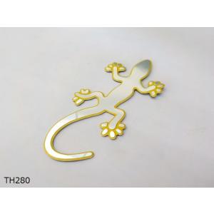（ＴＨ）★☆トカゲ　アルミステッカー　エンブレム　黄色（車　バイク）