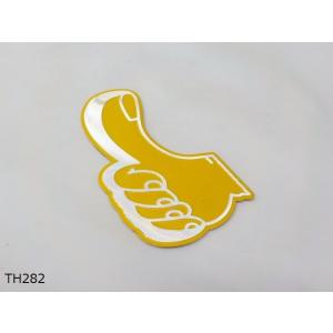 （ＴＨ）★☆GOOD （2）アルミステッカー　エンブレム　黄色（車　バイク）グッドサイン