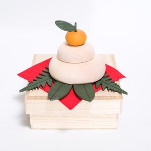 きのいい鏡餅 ミニ 木製 かがみもち 白木 桐箱 インテリア : HITA SHOP