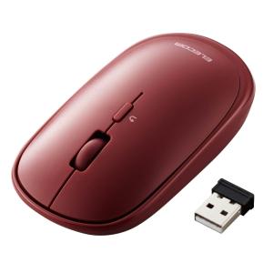 エレコム ワイヤレスマウス BlueLED 無線 ( USB 2.4GHz ) 4ボタン 薄型 モバイルマウス 収納ポーチ付き 割り当て機能 レシーバー収納付 レッド M-TM10DBRD｜hitline