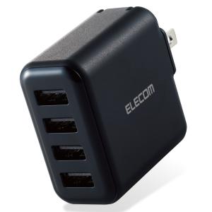エレコム iPhone充電器 AC充電 3.6A出力 USB 4ポート 合計24W ブラック スマホ タブレット おまかせ充電 MPA-ACU13BK