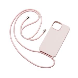 エレコム iPhone 14 / 13 ケース カバー シリコン 衝撃吸収 カメラ周り保護 ショルダーストラップ付 ピンク PM-A22ASCSSPN｜hitline