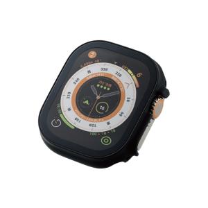 エレコム Apple Watch 49mm用フルカバーケース プレミアムガラス 高透明 AW-22CFCGBK｜hitline