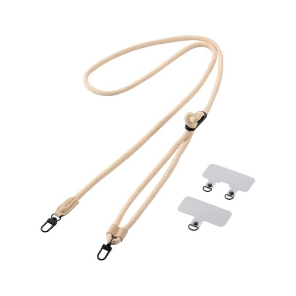 エレコム ショルダーストラップ/丸紐6mm(ベージュ) P-STSDH2R06BE