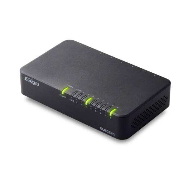 エレコム Giga対応スイッチングHub/8ポート/プラスチック筐体/電源外付モデル/ブラック EH...