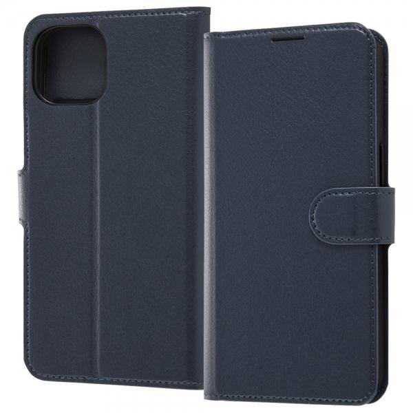 レイ・アウト iPhone 13 手帳 シンプル マグネット/ダークネイビー RT-P31ELC1/...