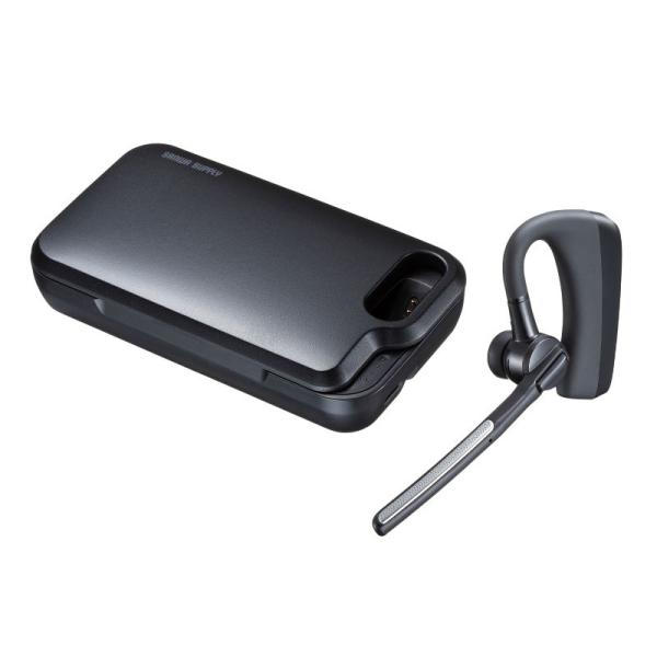 サンワサプライ Bluetoothヘッドセット(充電ケース付き) MM-BTMH74BK