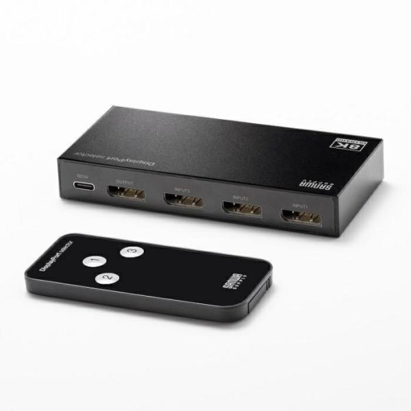 サンワサプライ 3入力1出力DisplayPort切替器(8K/30Hz対応・リモコン付き) SW-...