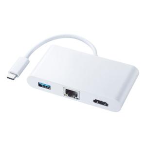 Type-C-HDMI マルチ 変換アダプタ with LAN PD充電ポート HDMI(4k/30Hz対応)  USBポート セルフパワー/バスパワー両対応  100BASE-TX対応｜hitline