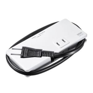 持ち運びに便利なAC2個口 モバイルUSB充電付タップ TAP-MU1W