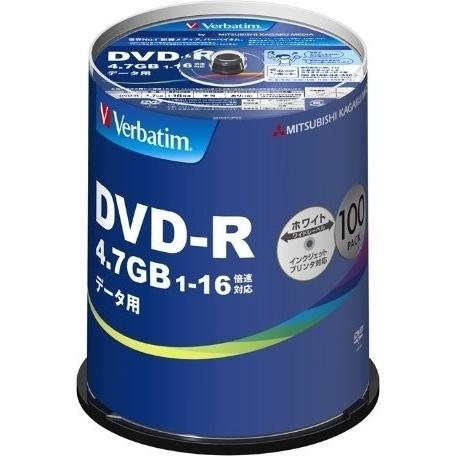 バーベイタム DVD-R(Data) 1回記録用 4.7GB 1-16倍速 100枚スピンドルケース...