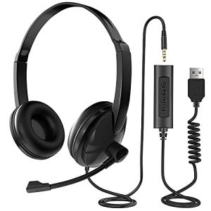 ヘッドセット USB ヘッドセット マイク付き ビジネス Web 会議用 ヘッドセット PC用 3.5mm QD + USB接続用コード テレワ
